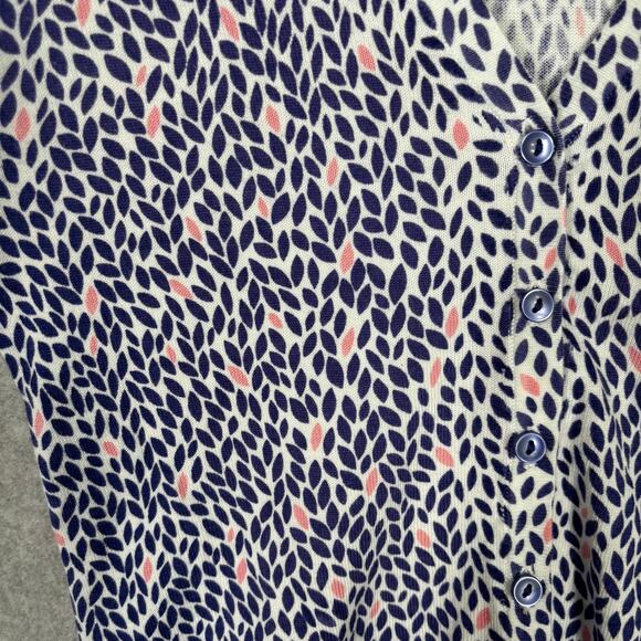 H&M Cardigan Sweater XS Blue Pink Leaf Print Cotton‎ Modal Soft Girl Coquette - Picture 4 of 10
